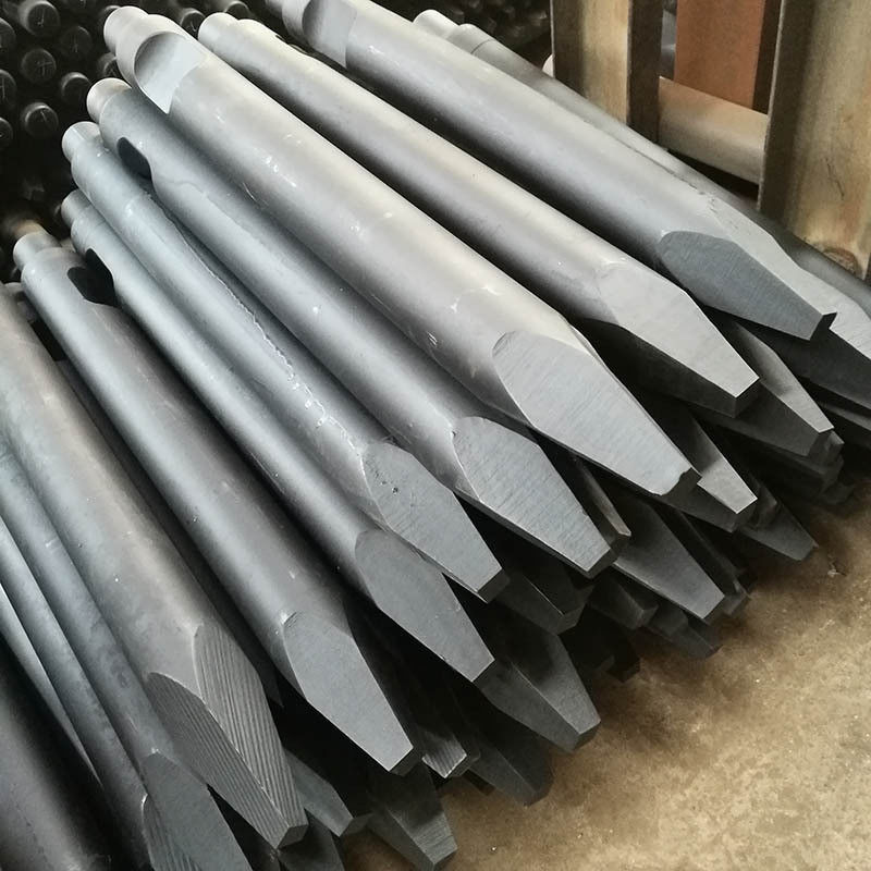 ไฮดรอลิกหินหมัดคอนกรีตหินบดส่วนเครื่องมือกลม Flat Wedge Moil Point Chisel สําหรับ excavator