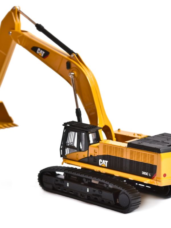 DM คาร์เตอร์ CAT385C โมเดลเครื่องขุดเหล็กสแตนเลส เครื่องจักรกลเครื่องจักรกลรถยนต์จําลอง เครื่องประดับโลหะ