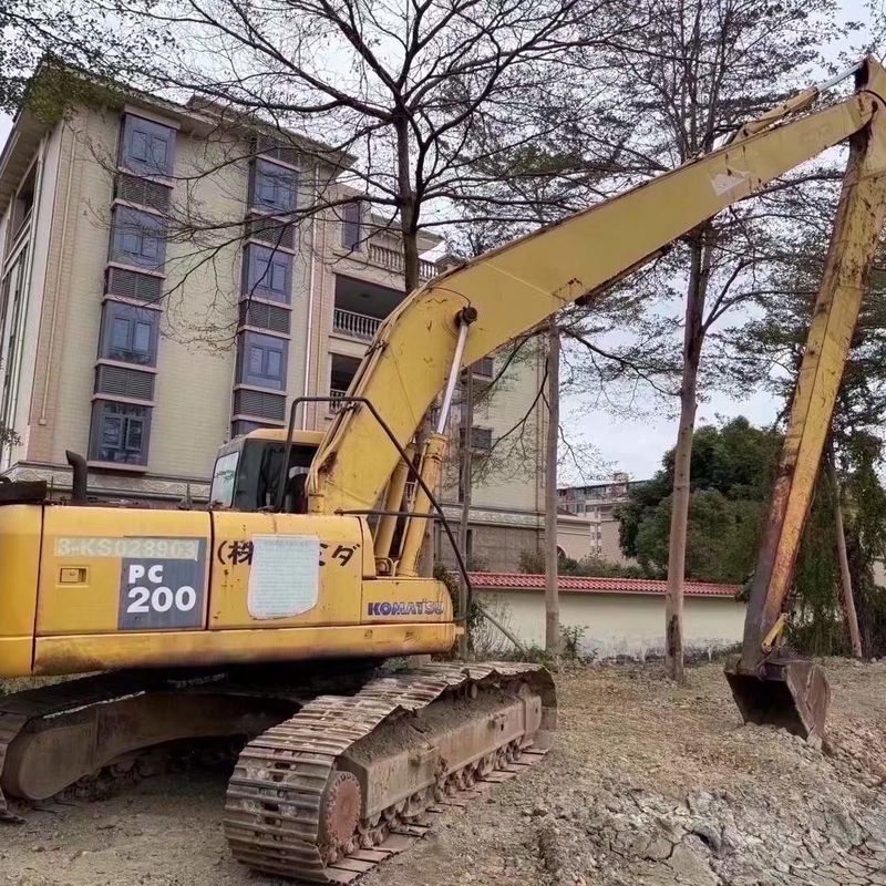 อุปกรณ์ขุดที่ใช้ Komatsu PC200-7 ที่มีพลังงานมาก พร้อมแขนยาว 18 เมตร สําหรับงานก่อสร้างหนัก