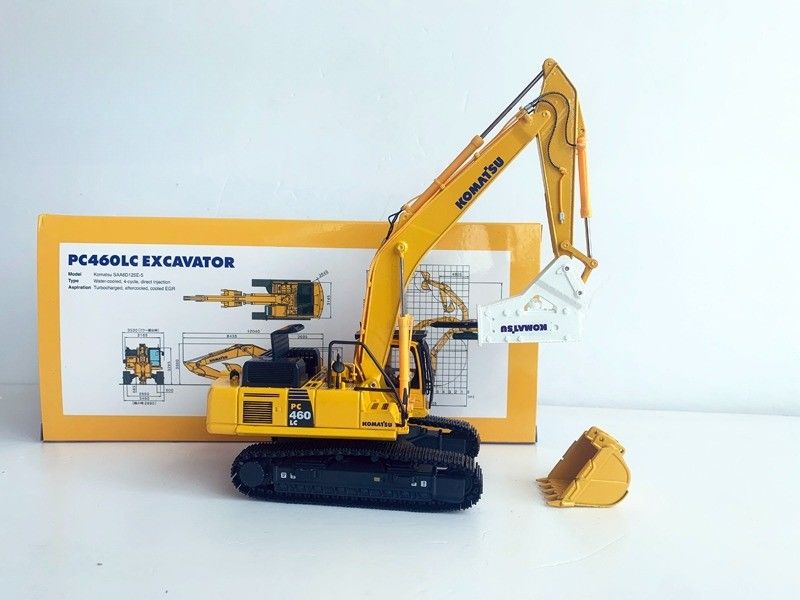 Komatsu PC460LC-8 1/50 เครื่องขุดสแตนเลสแบบ Diecast พร้อมไฮดรอลิกบรคเกอร์