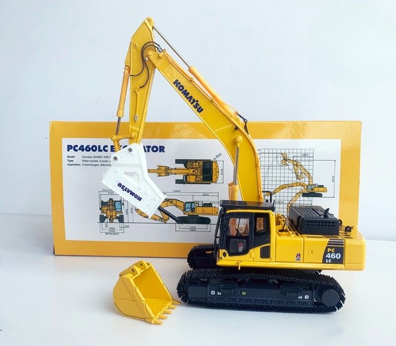 Komatsu PC460LC-8 1/50 เครื่องขุดสแตนเลสแบบ Diecast พร้อมไฮดรอลิกบรคเกอร์