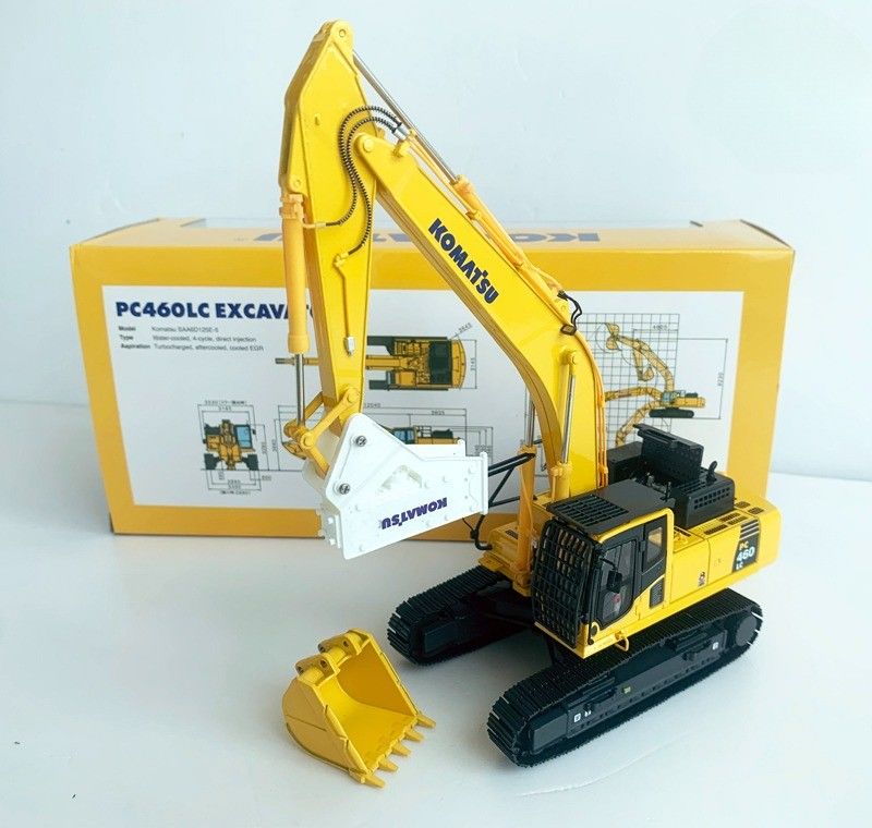 Komatsu PC460LC-8 1/50 เครื่องขุดสแตนเลสแบบ Diecast พร้อมไฮดรอลิกบรคเกอร์