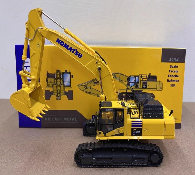 1/43 Scale Komatsu PC520LC-11M0 โมเดลเครื่องขุดแบบสแตนเลย์ - มีใบอนุญาตสะสม