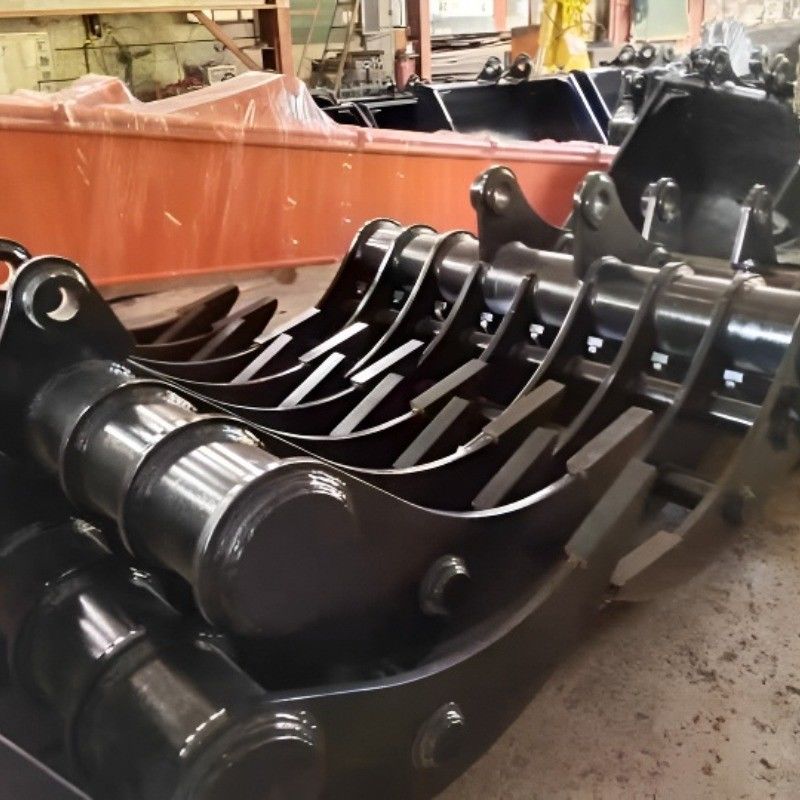 High Quality Custom PC100-6 10 Ton Excavator Rake Bucket OEM Attachment Construction