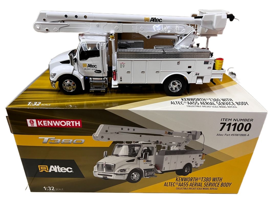 DM 1/32 Kenworth T380 แพลตฟอร์มการทํางานบนอากาศ รถบรรทุก สารสกัดเหล็ก รถก่อสร้าง รุ่น 71100