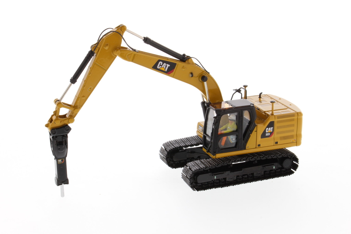 DM 1:50 CAT 323 พร้อมเครื่องมือทำงาน รถขุดแบบหล่อวิศวกรรมยานยนต์ รุ่น 85657